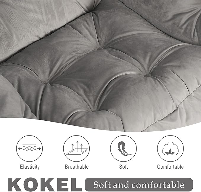 Lazy Chair with Folding Ottoman,Living Room Chairs, Accent Contemporary Lounge Chair, Single Steel Frame Leisure Sofa Chair with Armrests and A Side Pocket (Light Gray)