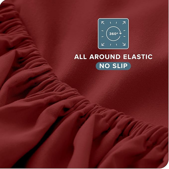 Bare Home Split Head Flex King Sheet Set - 1800 Ultra-Soft Microfiber Bed Sheets - Double Brushed - Deep Pockets - Easy Fit - 4 Piece Set - FlexTop Bedding Sheets (Split Head Flex King, Rosewood)