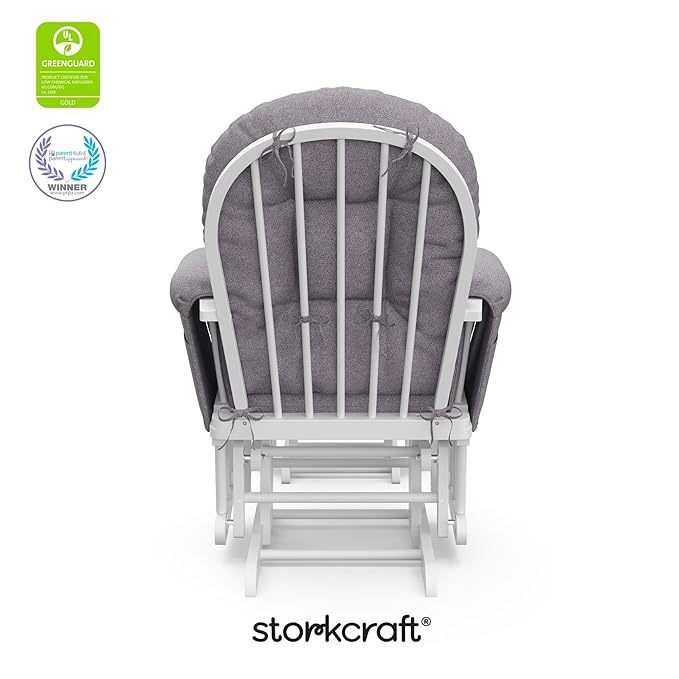 Storkcraft Premium Hoop Glider & Ottoman (Espresso/Gray Swirl) — GREENGUARD Gold Certified Nursery Glider, Solid Wood Craftsmanship, Smooth-Gliding Nursery Chair and Ottoman, Award-Winning