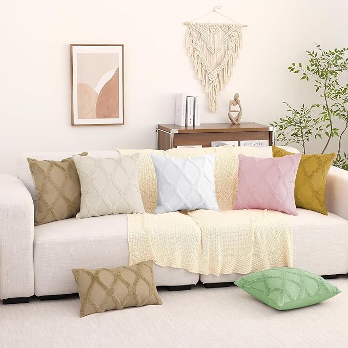 decorUhome Throw Pillow Covers 26x26 Inch Set of 2, Soft Plush Faux Fur Wool Pure White Couch Pillow Covers, Decorative Neutral Pillow Cases for Bed Sofa Living Room Home Decor