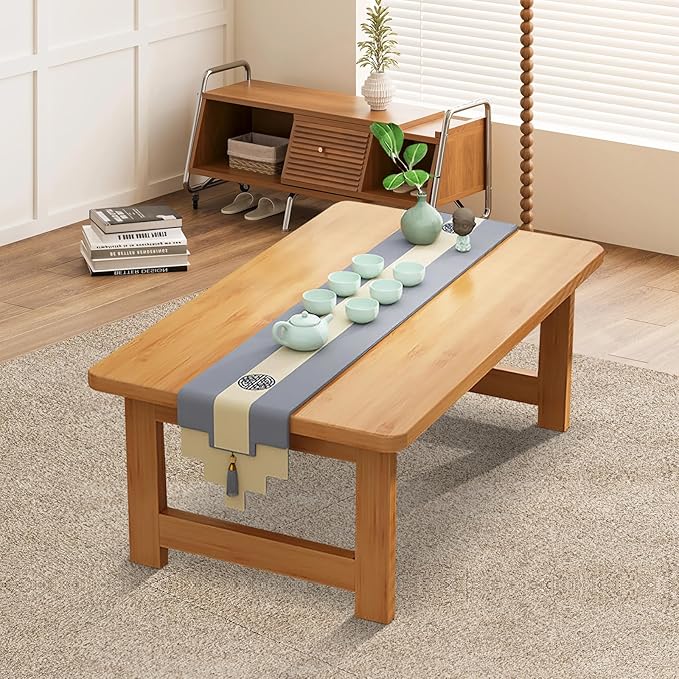 Japanese Floor Sitting Table, Folding Wood Tea Table Chabudai Japanese Coffee Table Low Table for Living Room Home Tatami Office (B 31.5 * 15.7 * 11.8 INCH)