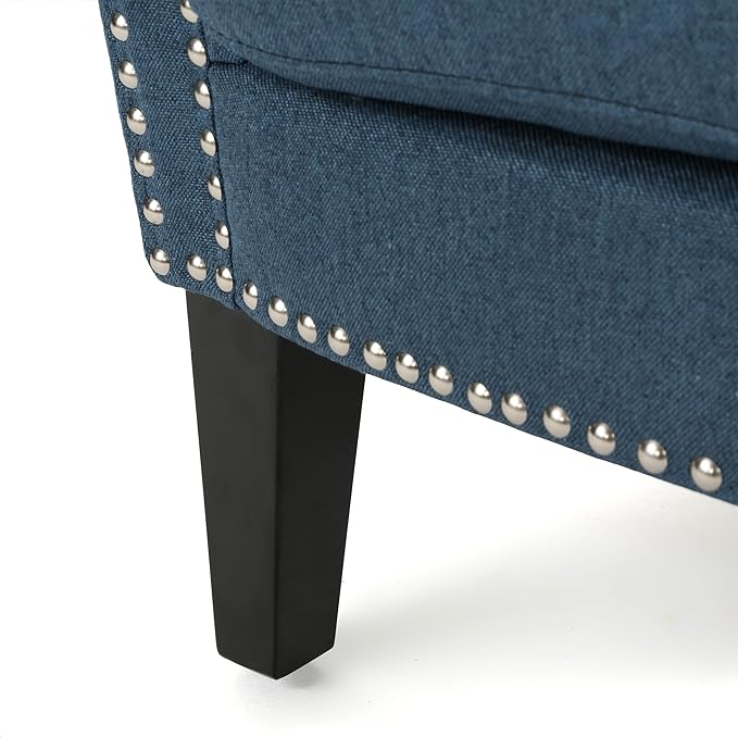 Ball & Cast Upholstered Living Room Chairs,Luxury Curved Design with Nailhead Trim and Subtly Rolled Armrests,Comfy Accent Chair Seating Furniture for Bedroom,Navy Blue