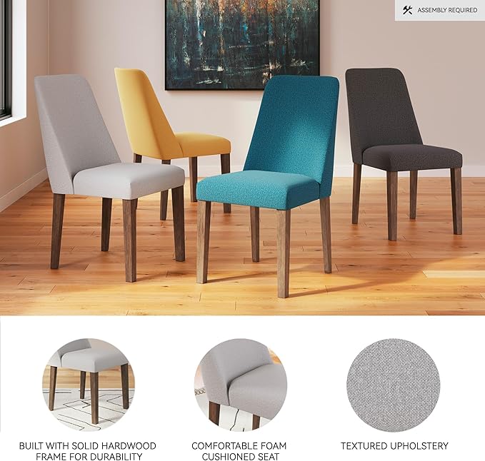Signature Design by Ashley Lyncott Contemporary Dining Room Upholstered Side Chair with Foam Cushion, Set of 2, Cream & Brown