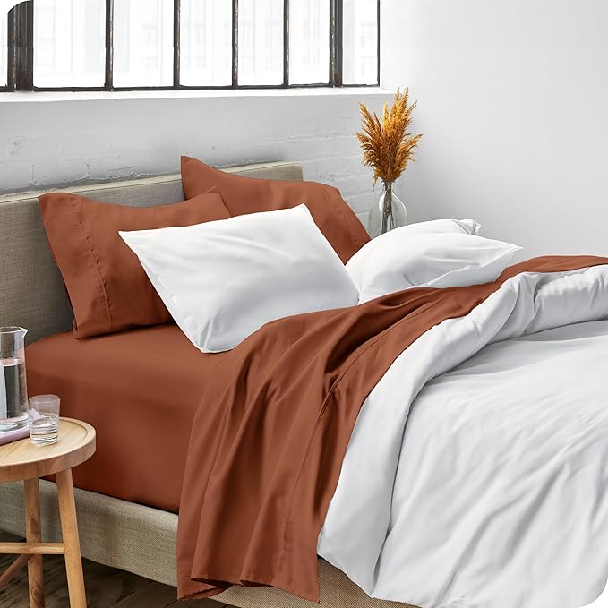 Bare Home Twin Sheet Set - 1800 Ultra-Soft Microfiber Twin Bed Sheets - Double Brushed - Deep Pockets - Easy Fit - Extra Soft - 3 Piece Set - Bedding Sheets & Pillowcases (Twin, Terracotta)