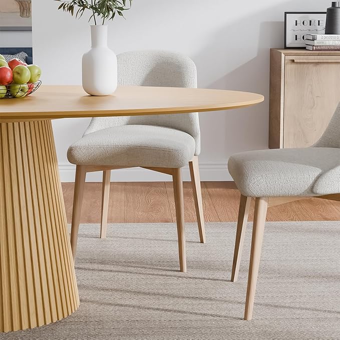 Casaphoria 67" Oval Dining Table, Modern Wood Kitchen Table with Cone Shaped Stripe Base for Living Room & Dining Room, Easy Assembly Farmhouse Furniture for 4-6, Oak