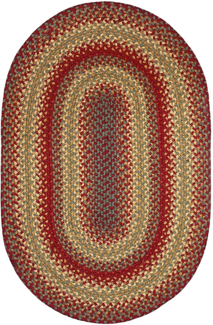 Cider Barn Cranberry Red Braided Oval Rug, Jute, 20x30 - Perfect Country Primitive Decor for Entryway, Kitchen, Everywhere