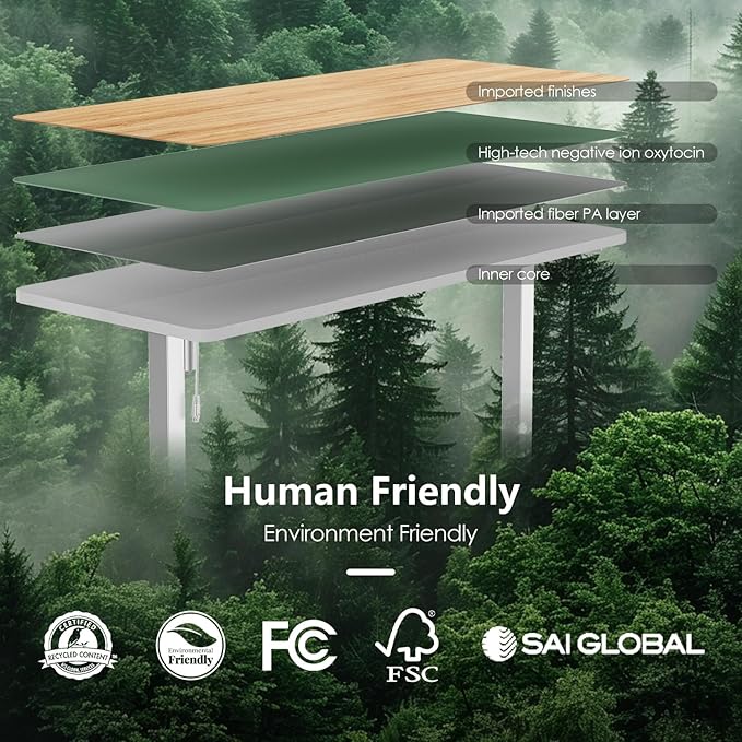Monomi 55 Inch Large Electric Standing Desk, Height Adjustable Sit Stand Up, Work Home Office Computer PC Desks, Gaming Writing Study Bedroom Rising Table, Natural