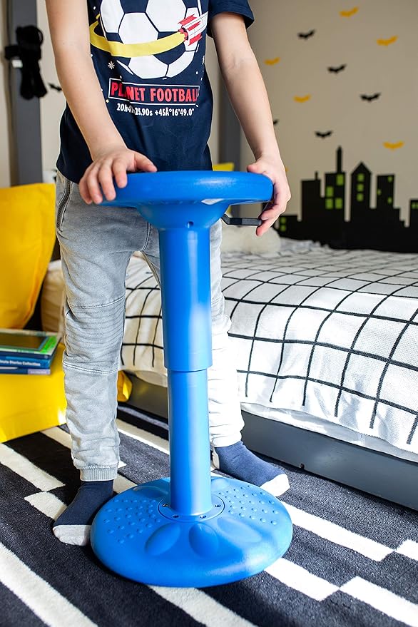 ActiveChairs Adjustable Wobble Chair, Flexible Classroom Seating improves Focus, Posture & Helps ADHD/ADD. Classroom Stools, Active Wobble Chairs, Adjusts from 16.65" to 23.75" Ages 13-18 Blue