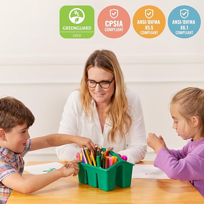 ECR4Kids 30in x 30in Square Hardwood Table and Chair Set, 12in Seat Height, Kids Furniture, Honey