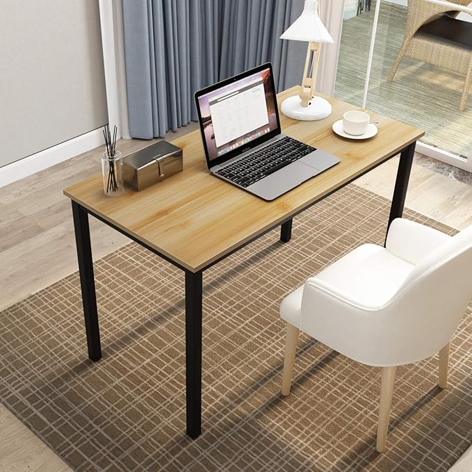 DlandHome 47 inch Computer Desk Home Office Table Writing Desk Study Table Gaming Desk Workstation (47 inch, Wood Teak)