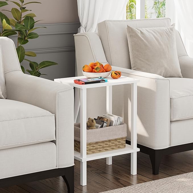 TUTOTAK End Table, Set of 2, Side Table, Nightstand, 2-Tier Storage Shelf, Sofa Table for Small Space, Living Room, Bed Room TB01BW035