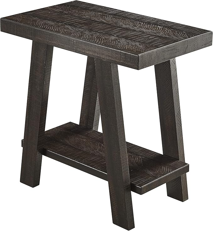 Roundhill Furniture Athens Contemporary Wood Shelf Side Table, Weathered Espresso