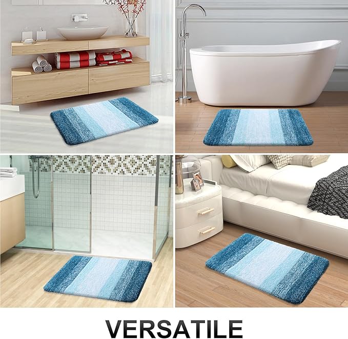 OLANLY Bathroom Rugs Mat 24x16, Extra Soft Absorbent Microfiber Bath Rugs, Rubber Backing, Quick Dry, Washable Bath Mats for Bathroom Floor, Tub and Shower, Home Decor Accessories, Peacock Blue