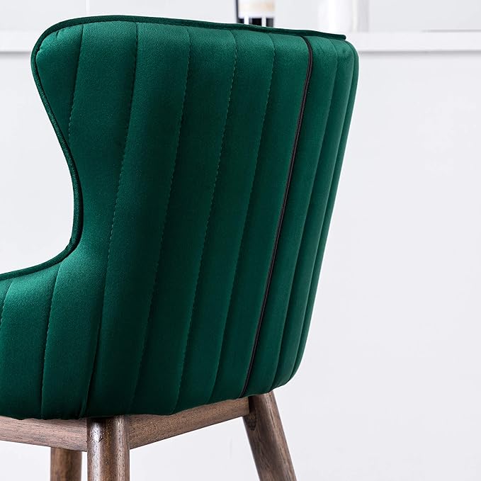 Roundhill Furniture Leland Fabric Upholstered Counter Height Wingback Stools, Set of 2, Green