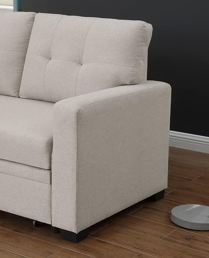 Devion Furniture Philly 4-in-1 Convertible L Shaped Couch with Pull Out Bed and Storage, Sectional Sleeper Sofa with Reversible Chaise for Living Room, Apartment, Bedroom, Office