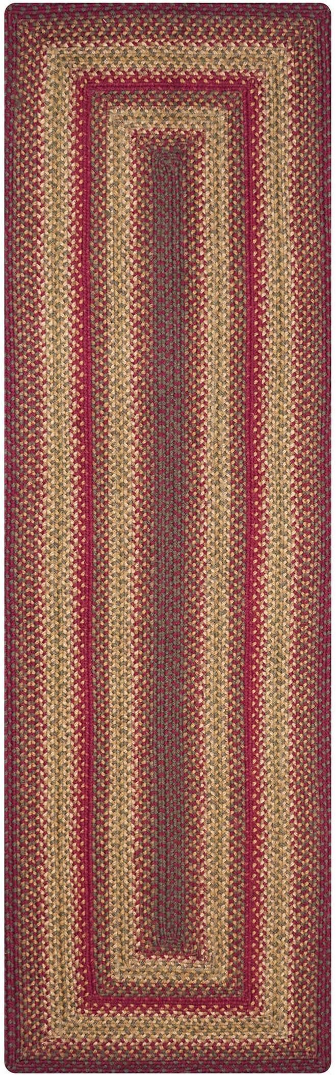 Homespice Cider Barn Cranberry Red Braided Runner Rug, Jute, 22x72 Rectangle - Perfect Country Primitive Decor for Kitchen, Bathroom, Everywhere