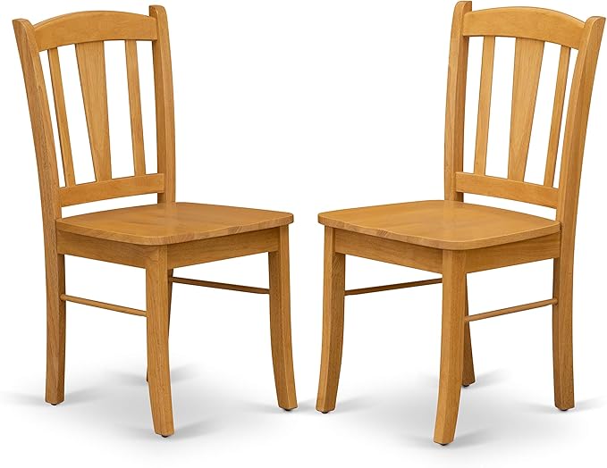 East West Furniture ESDL3-OAK-W 3 Piece Kitchen Table Set for Small Spaces Contains a Round Dining Room Table with Pedestal and 2 Solid Wood Seat Chairs, 30x30 Inch, Oak