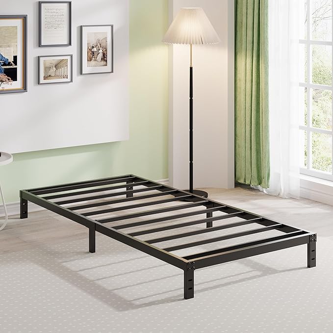 EMODA 10 Inch Twin Bed Frames No Box Spring Needed, Heavy Duty Metal Twin Platform Bed Frame, Noise Free, Easy Assembly, Black