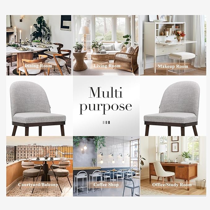COLAMY Upholstered Dining Chairs Set of 4, Large Dining Room Kitchen Chairs with High Back and Deep Seat, Modern Fabric Dinner Chairs with Wood Legs, Light Grey