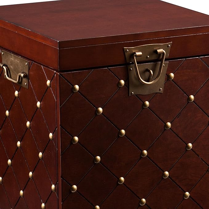 SEI Furniture Nailhead Storage Trunk End Table, Espresso