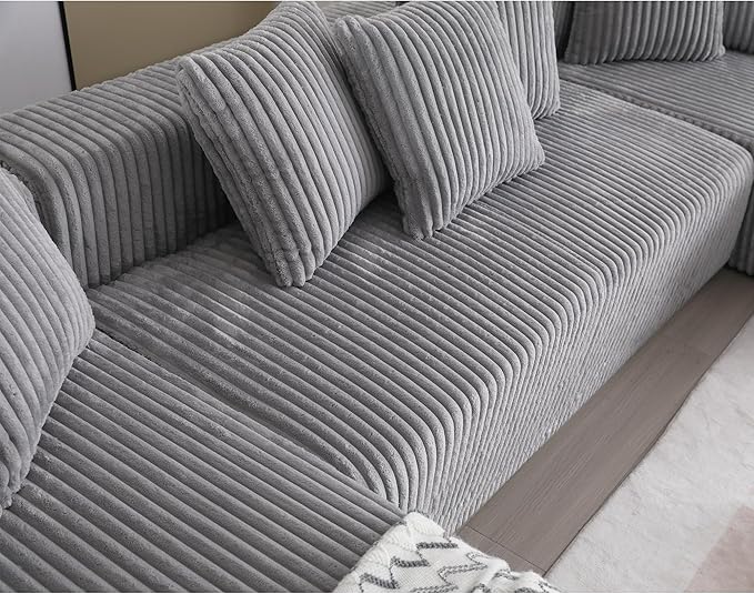 Free Combination Cloud Boneless Modular Sectional Sofa with Chaise Lounge,Modern Minimalist Upholstered Couches, Oversized U Shaped Lounge Sofa Couch w/ 8 Pillows