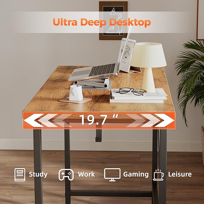 Rolling Computer Desk with Wheels, Gaming Desk for Small Spaces, Modern Simple Style Table for Home Office, Study Writing Table (Caster, Light Antique, 40 inch)