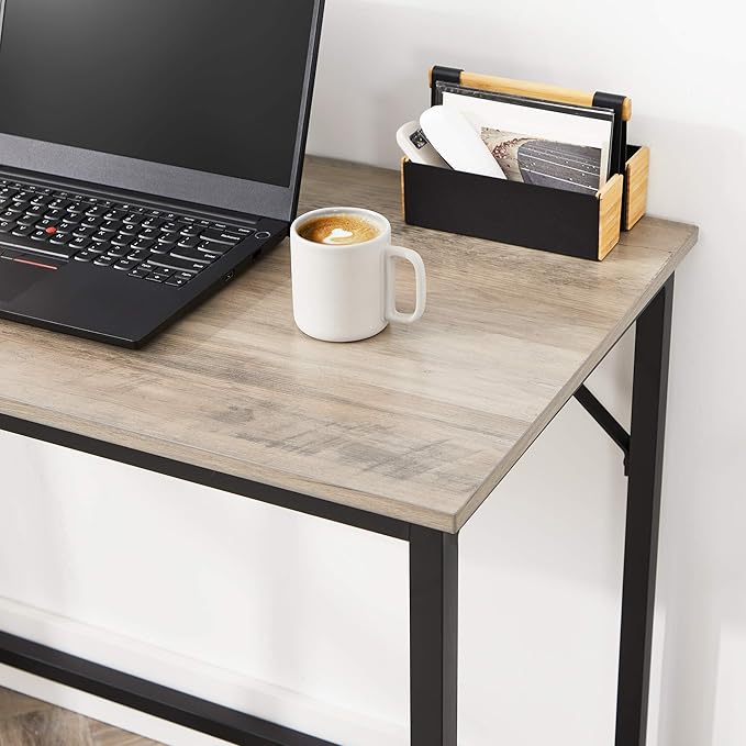 VASAGLE Computer Desk, Gaming Desk, Home Office Desk, for Small Spaces, 19.7 x 39.4 x 29.9 Inches, Industrial Style, Metal Frame, Greige and Black ULWD041B02