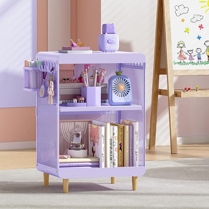 Kids Nightstand,Kids Bedside Table,Teen Girls Night Stand,Toddler Night Stand,End Table for Girls Room Storage,Purple Nightstand