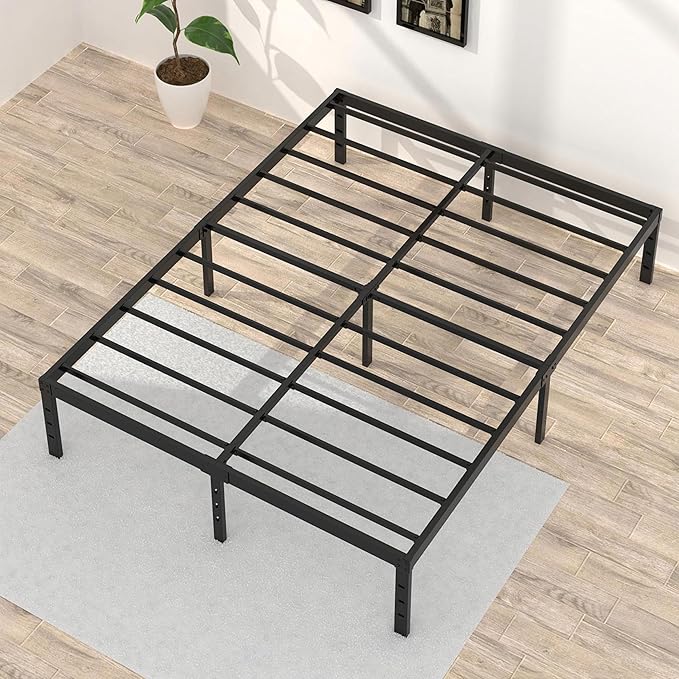 18 Inch King Bed Frame Heavy Duty Metal Platform King Size Bed Frames with High Storage, Eassy Assembly 3,500 Lbs Heavy Duty Bedframes, Black