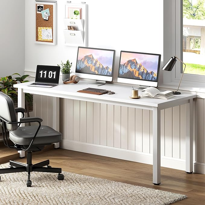 Need 63 Inch Large Computer Desk - Modern Simple Style Home Office Desk Gaming Desk, Basic Writing Table for Study Student, White Desk