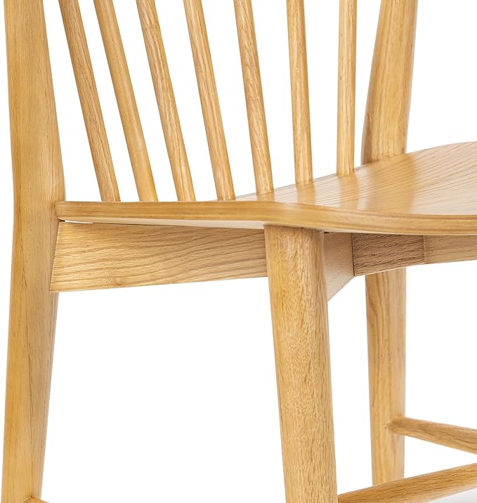 POLY & BARK Ligna Dining Chair Black – Mid-Century Inspired Chair with Sculpted Spindle Back – Solid American Walnut Frame and Engineered Wood Veneered Seat – Fully Assembled and Ready to Use