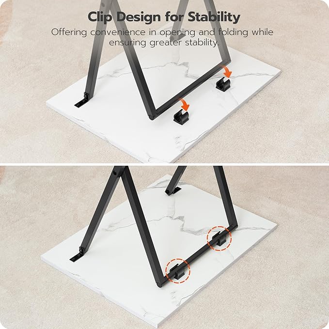 HOOBRO Folding TV Tray Tables, Set of 4 TV Trays with Storage Rack, Industrial Side Table for Eating at Couch, Foldable Snack Table for Small Space, Easy Assembly, White and Black BW50BZ01
