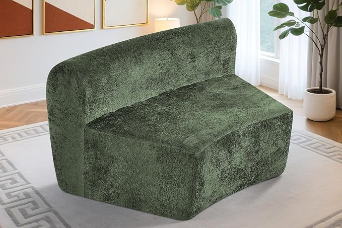 Homguava Modular Sectional Sofa, Memory Foam Couch Single Sofa Chair with Deep Seat, Modern Upholstered Sofa Couches for Living Room Apartment Office, No Assembly Required, Green