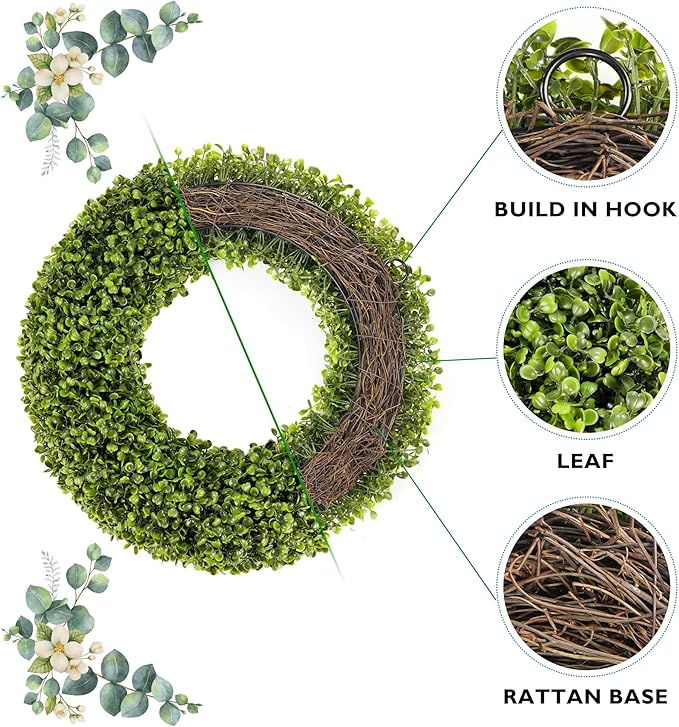 Boxwood Wreath - 20inch Outdoor/Indoor All Seasons Decor