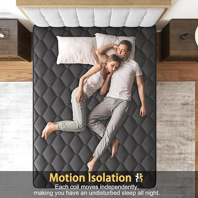 King Hybrid Mattress, 12 Inch Euro Top Mattress Medium Firm for Back & Lumbar Support, 100 Night Trial, Individual Pocket Spring Bed for Motion Isolation & Pressure Relief