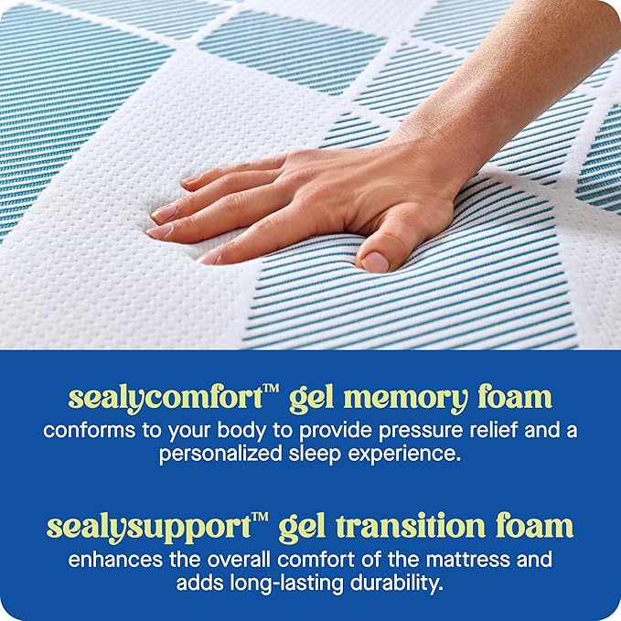 Sealy Dreamlife 8” Foam Mattress-in-a-Box, Queen, SealyComfort Gel Memory Foam, Surface-Guard Technology, Breathable Comfort
