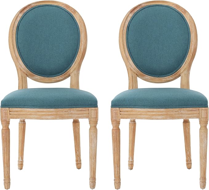 Christopher Knight Home Phinnaeus Fabric Dining Chairs, 2-Pcs Set, Dark Teal