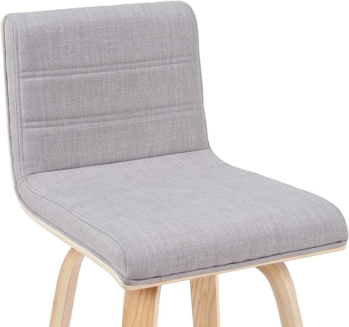 Vienna Modern Counter Height Swivel Bar Stool with Grey Upholstered Seat and Patterned Oak Wood Frame Set of 2