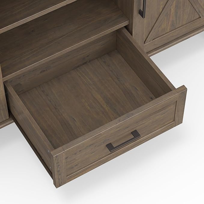 SIMPLIHOME Ela Solid Wood 53 inch Wide Transitional TV Media Stand in Smoky Brown for TVs up to 60 inches for The Living Room and Entertainment Center