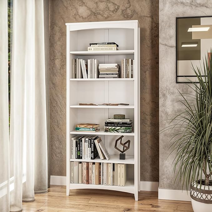 Camaflexi Shaker Style Bookcase, 72", White