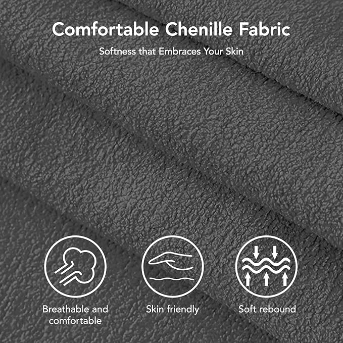 Vipbear 3-in-1 Chenille Convertible Sofa Bed, Pull Out Sleeper Sofa with Reclining Backrest & Side Pocket, Tool-Free Assembly, Folding Loveseat for Living Room, Apartment, Grey
