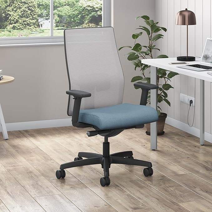 HON Ignition 2.0 Ergonomic Office Chair, Adjustable Tilt, Swivel Wheels, Comfy for Long Hours, Home Office Desk Chairs, Blue