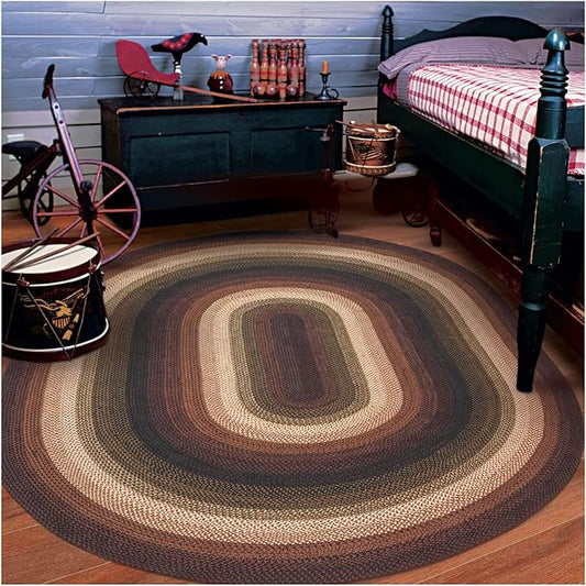 Homespice Prescott Braided Area Rugs 6x9' - Country Primitive Style Red and Black Area Rug for Living Room and Bedroom