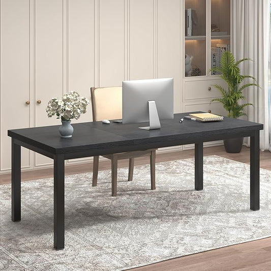 63 Inch Large Computer Desk, Gaming Long Desk with A Modern Design Wide Desk at Home, Perfect for Office Work, Studying, and Writing, Etc., Black.