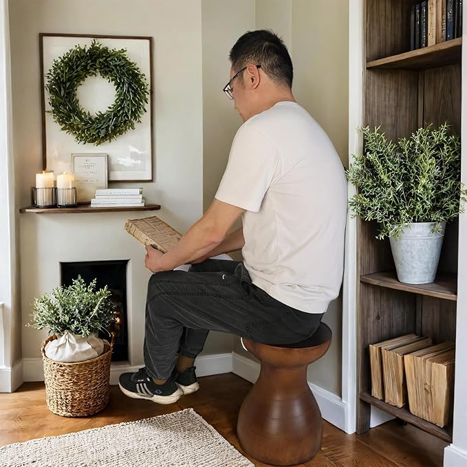 TORMAYS HOME Wooden Side Table Tree Stump End Table Solid Wood Stool Natural Plant Stand Small Rustic Nightstand Handmade Accent Table for Indoor Outdoor Spaces (Brown)