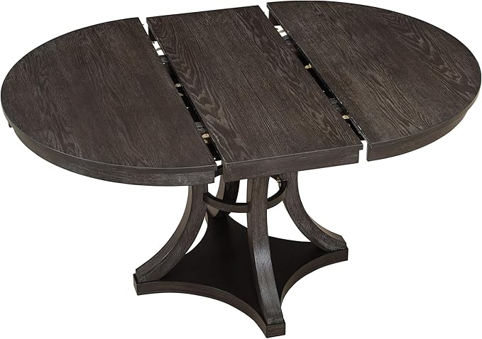 Ball & Cast Retro Dining Table Set for 4 with 4 Upholstered Chairs,5-Piece Wooden Living Room Furniture W/ 42" Round Extendable Kitchen Desk,for Small Space,Apartment,Dining Room,Espresso