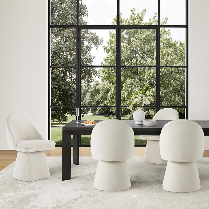 Swivel Dining Chairs Modern Desk Chair Upholstered Linen Fabric Side Chair for Kitchen Dining Room Bedroom,Linen,2 Box
