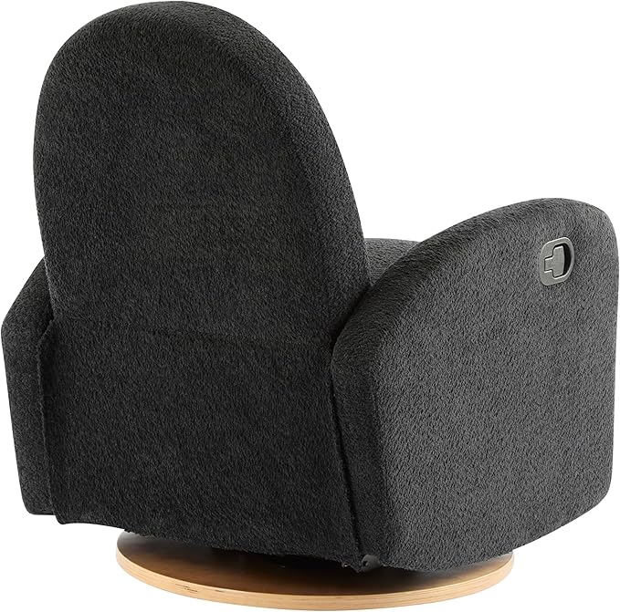 Christopher Knight Home Sidney Fabric Upholstered 360° Swivel Chair, Boucle Push-Back Recliner, Solid Wood Glider Recliner with Rotation, Living Room Lounge Sofa, Adjustable Comfy Reading Chair,Black