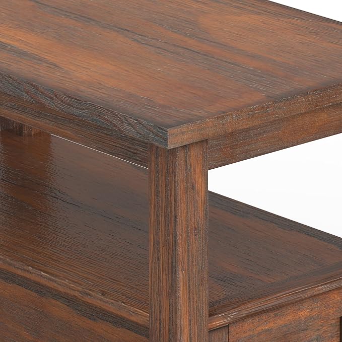 SIMPLIHOME Warm Shaker SOLID WOOD 14 Inch Wide Rectangle Transitional Narrow Side Table in Distressed Charcoal Brown, For the Living Room and Bedroom