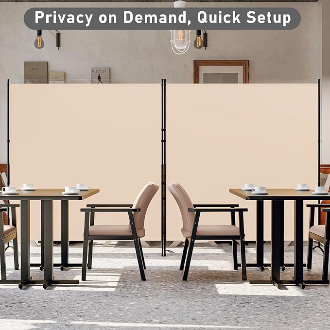 Room Divider 126''W x 71''H Large 2 Panel Privacy Screen for Room Partitions, Portable Room Divider Screen for Room Separtion, Freestanding Fabric Wall Divider for Office, School, Room Separator Beige